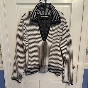 M.M.Lafleur Striped Black and White Women's Sweater